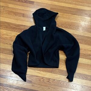 Aerie Black Hooded Cardigan Sweater
